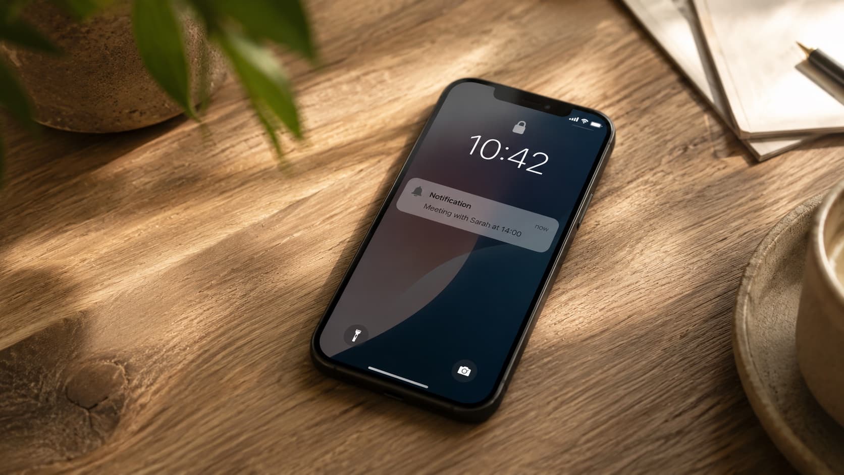 Smartphone mit einer FamPrio-Push-Benachrichtigung auf dem Sperrbildschirm